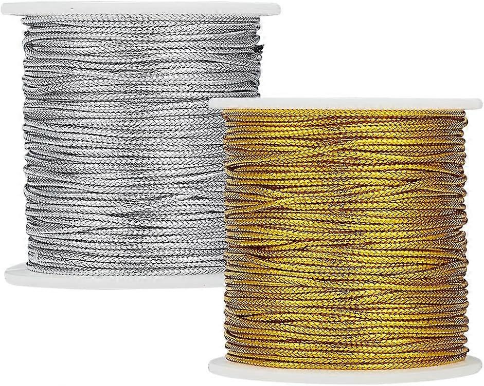 109 Yards 1.5mm Metallic Cord Braided Metallic Beading Cords Thread String Metallic Tinsel Cord for Christmas Ornament Hanging Decoration Gift Wrap Ri