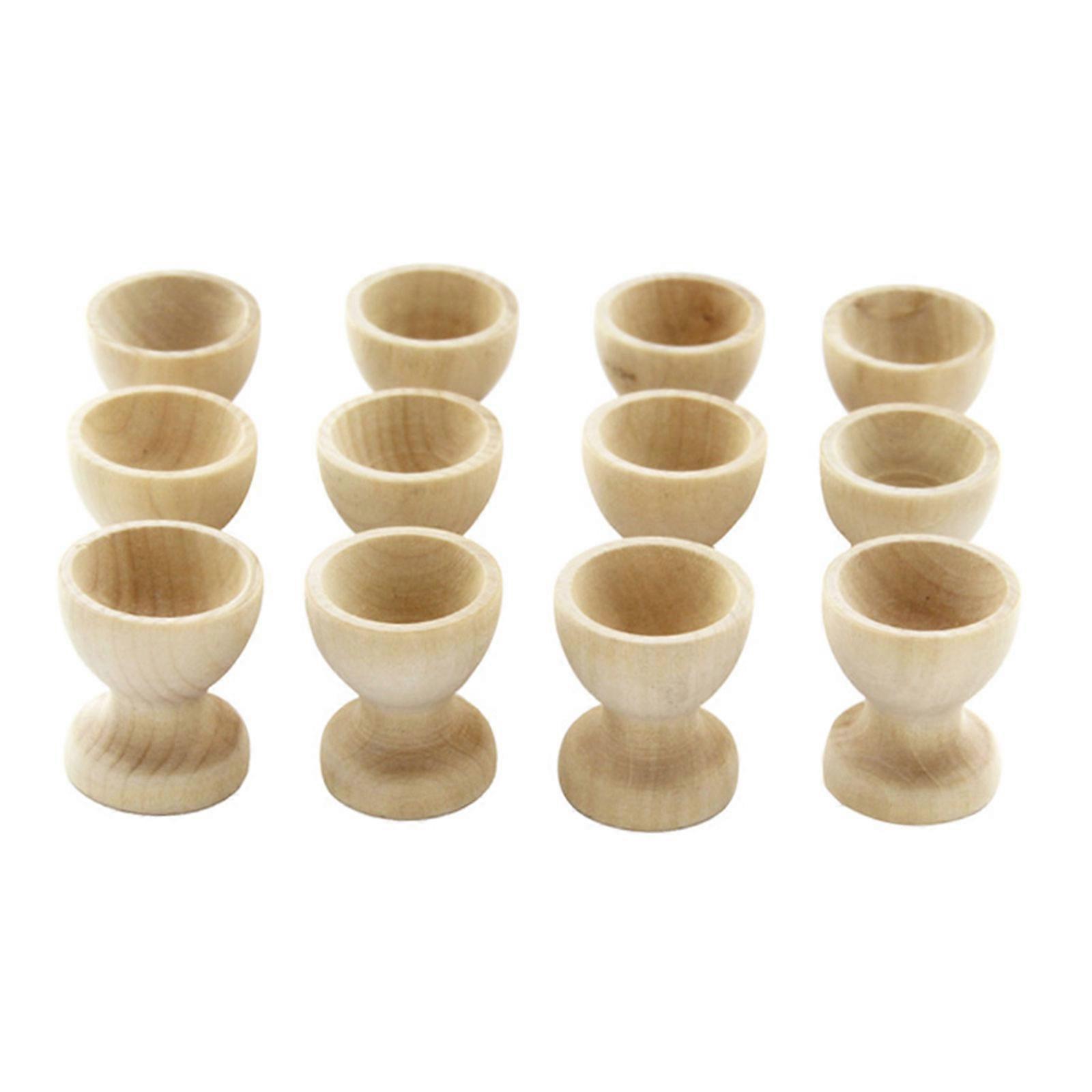 Natural Wooden Egg Storage Cup Easter Egg Holder Tabletop Display Egg Cup Tray