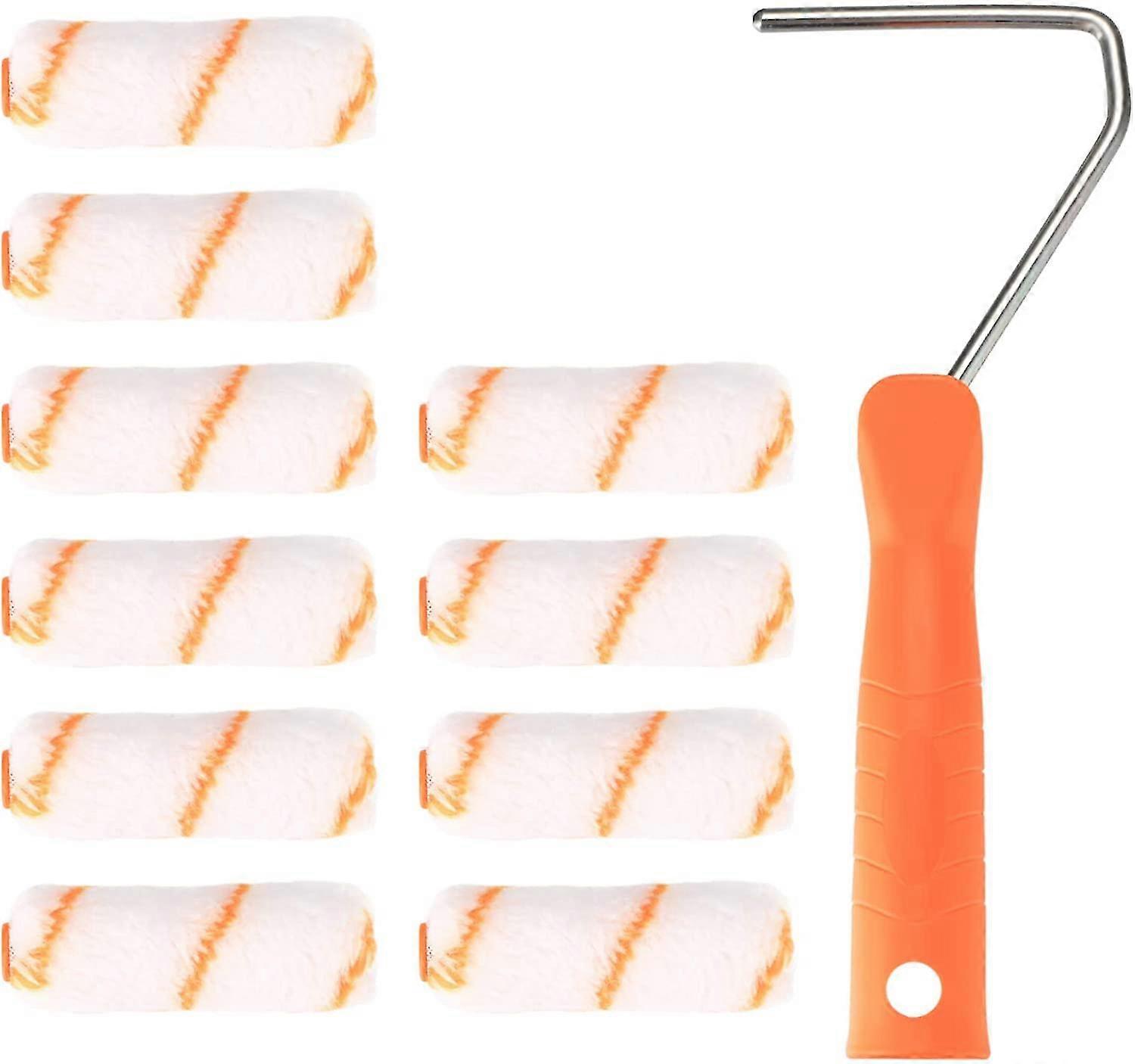 10pcs Mini Roller Brush, 4 Inch Foam Mini Paint Rollers Brushes, With Handles For Home