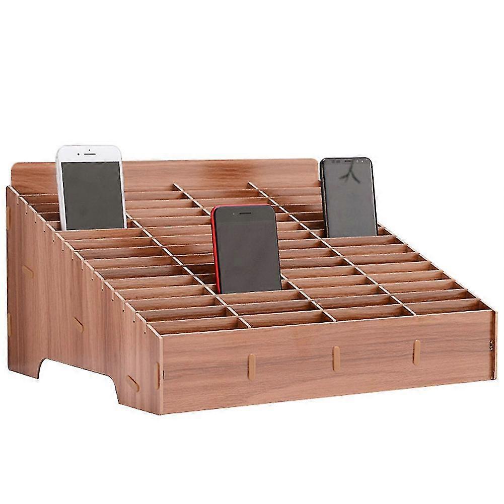 Multi-grid Wooden Mobile Phone Storage Box Desktop Organizer  Office
