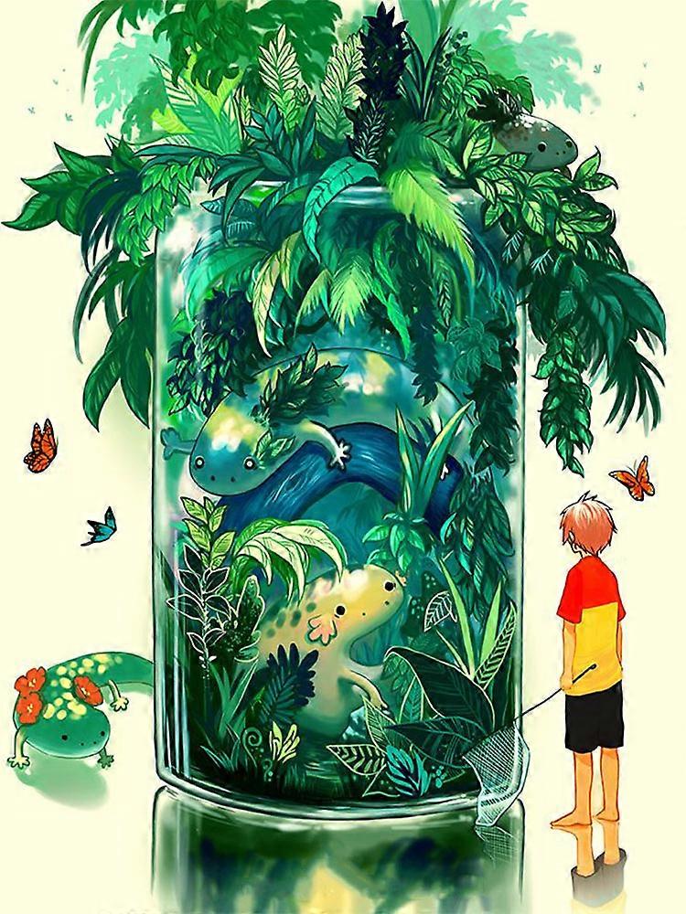 DWW-30 x 40 cm, Green Monster Landscape Diamond Painting Diamond Embroidery Painting5D Canvas Painting for Children and Adults, Rhinestone Puzzle Set,