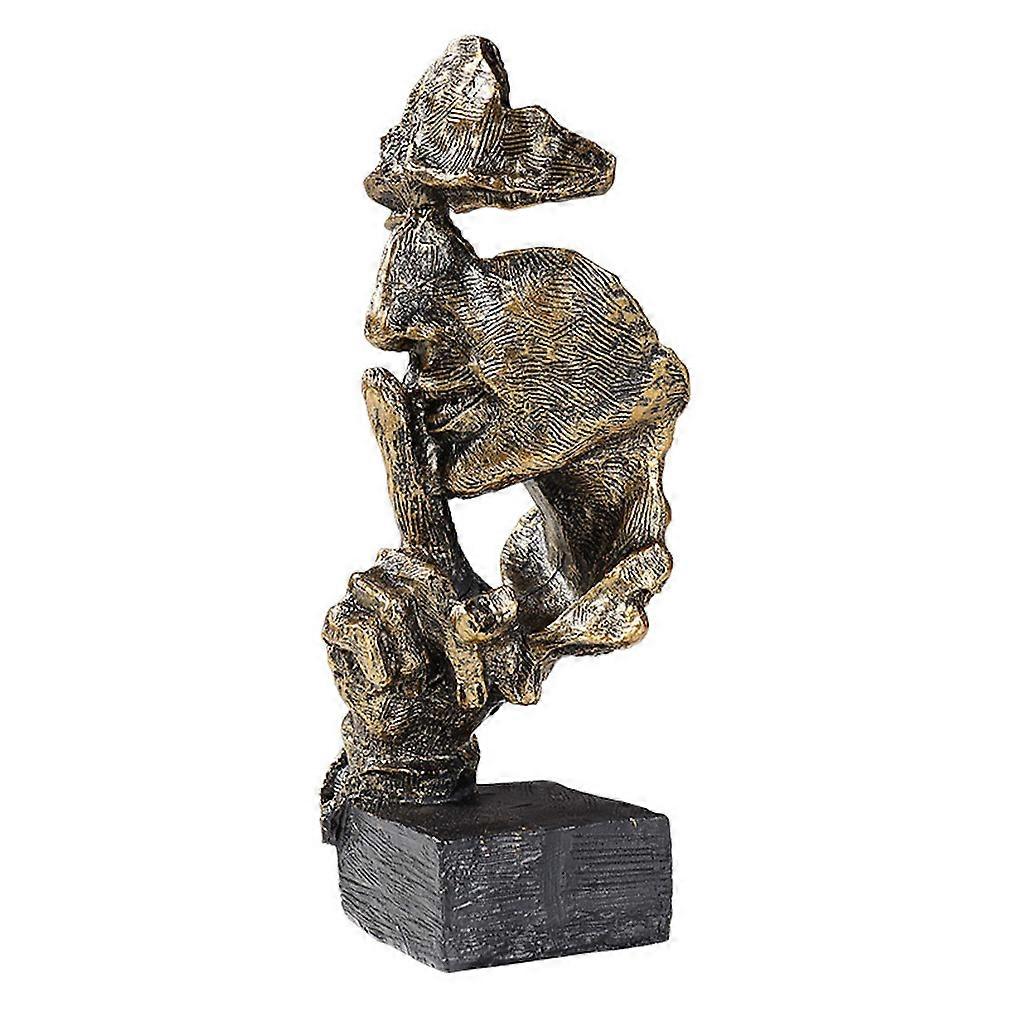 Silence Is Gold Figurine Sculpture Statue for Home Desktop Decoration Handicraft Bookshelf Ornaments
