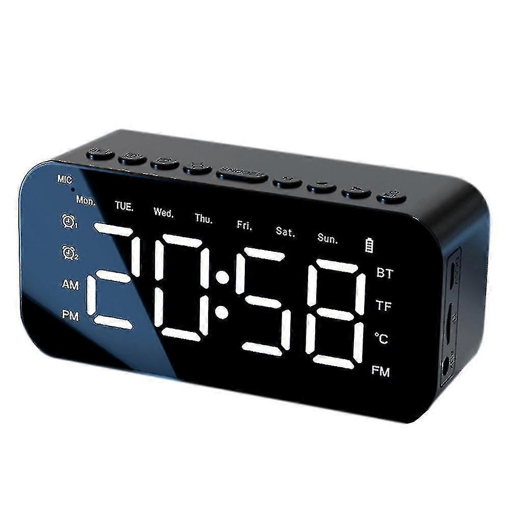 Digital Alarm Clock Mirror Wireless Bluetooth Alarm Clock Black