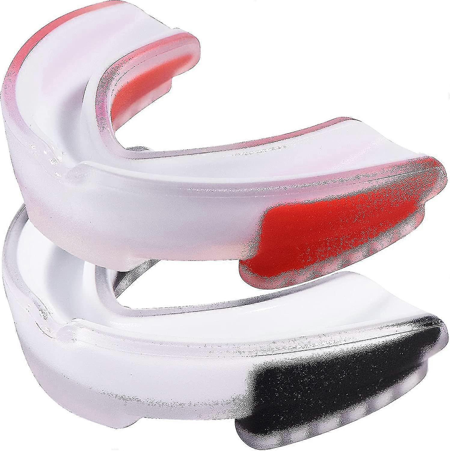 2er-Pack Sport-Mundschutz für Basketball, Feldhockey, Kampf, Boxen, Zahnschutz, weiß/rot + weiß/schwarz