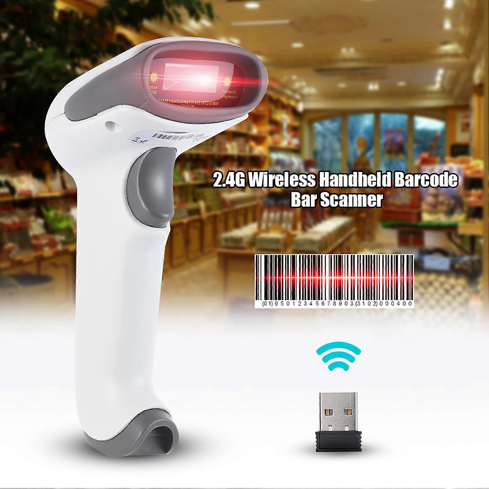 2.4G Wireless Handheld Barcode Bar Code Scanner Reader with Receiver USB2.0 Cable for Supermarket Library   Express Company Retail Store Warehouse