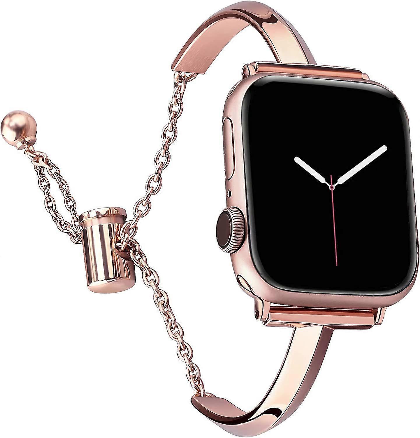 Stainless Steel Straps Compatible with Apple Watch Straps 38mm 40mm 41mm iWatch SE Series 8 7 6 5 4 3 2 1, Slim Versatile Bangle Bracelet for Women