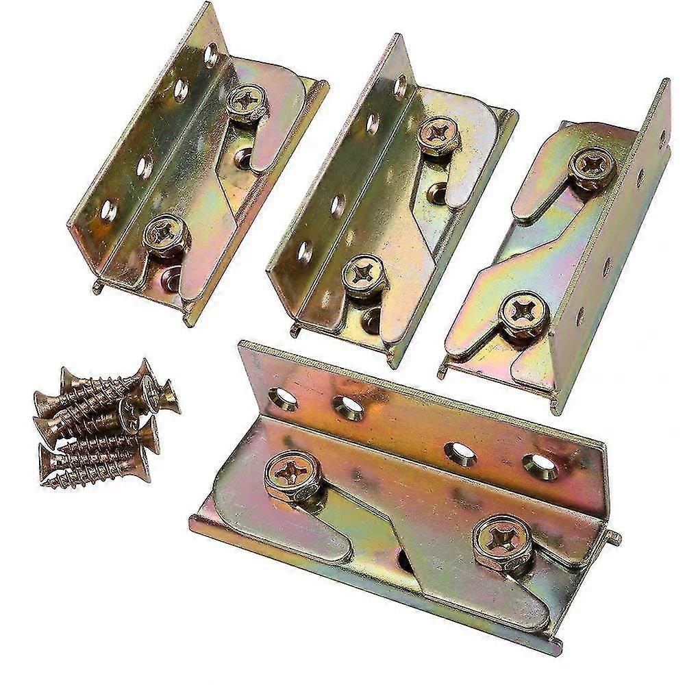 أقواس قضبان السرير - تجهيزات قضبان السرير - عدم نقر للخدمة الشاقة - مجموعة من 4 (تشمل البراغي)