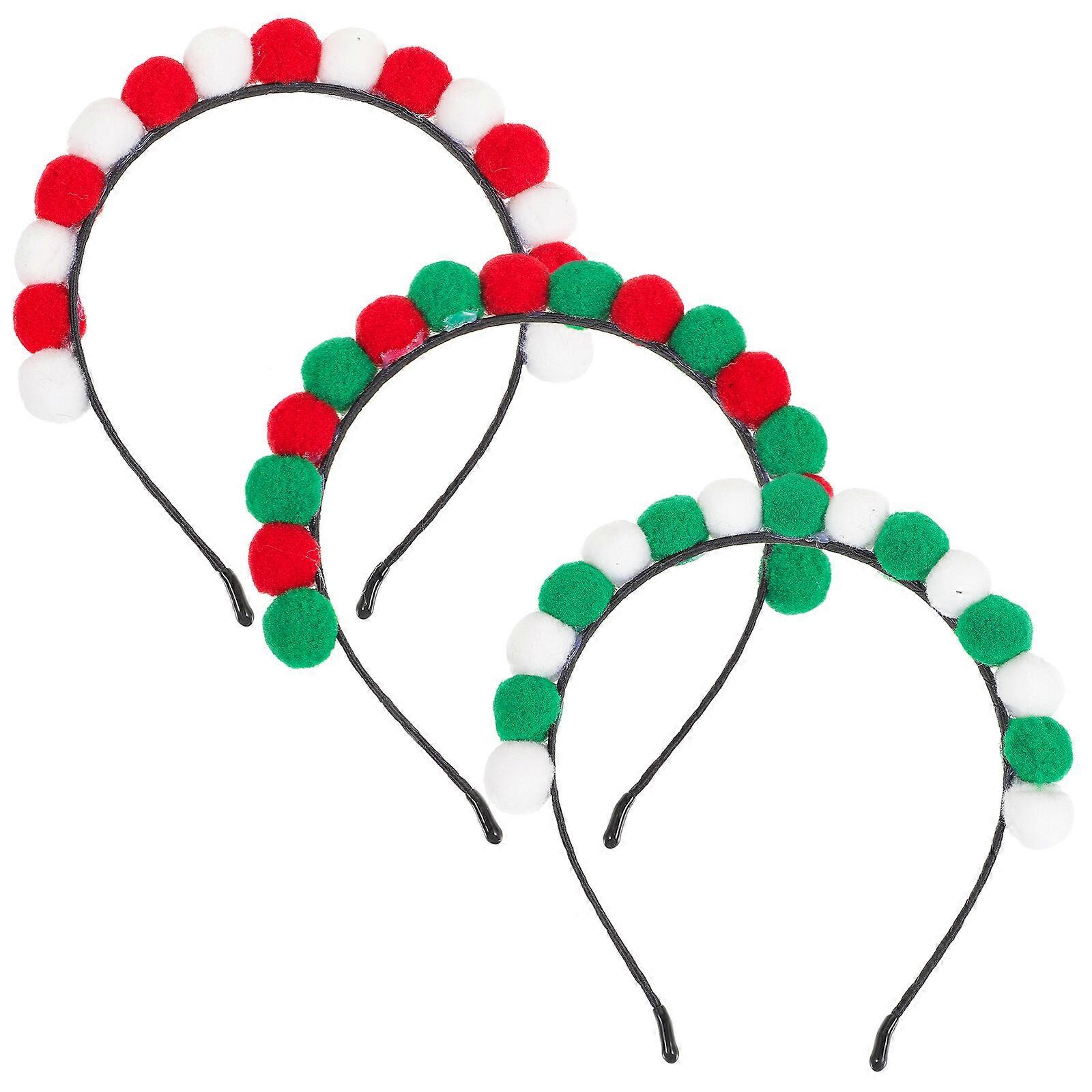 3stk Fuzzy Balls Pandebånd Xmas Style Pandebånd Hår spænder Hovedbeklædning til dame