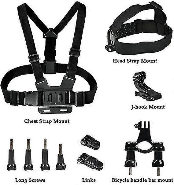 Headband Chest Strap Bicycle Mount Set, Action Camera Accessories Universal Kit For Record Cycling Rock Climbing Skiing