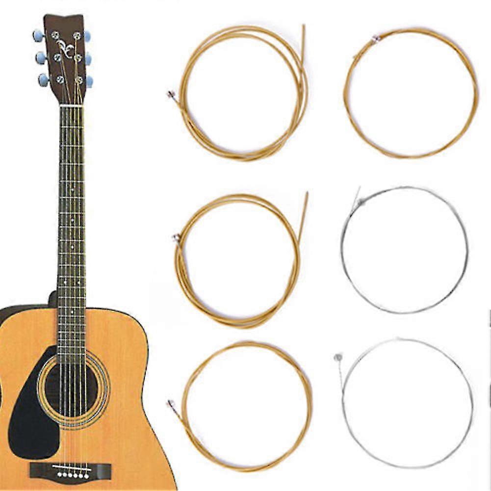 Farfi 6pcs/1set Bronze Steel Strings Warm Balanced Tone For Acoustic Guitar 150xl
