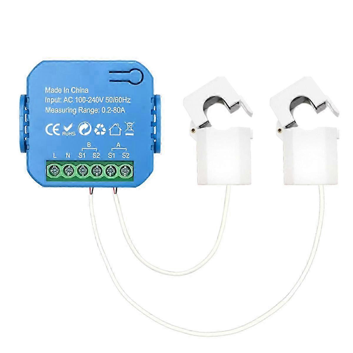 Tuya Smart 2 Way Wifi Energy Meter Bidirection 1/2 Channel With Clamp App Monitor Solar Produced And Consumed Power 2ct