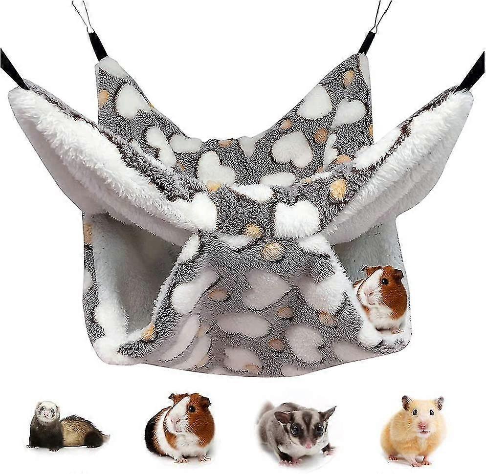 Small Pet Cage Hammock Hanging Bed, Double Layer Bed With Pouch-MXBC