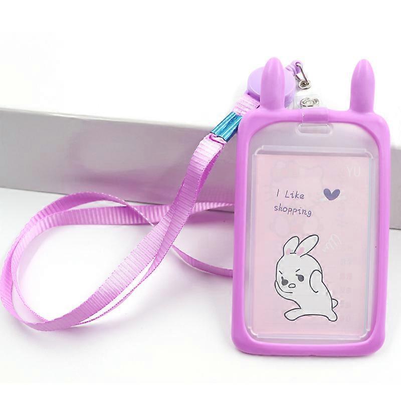 Credit Card Holder with Retractable Reel Lanyard Cute Cartoon Bank Identity Bus ID Card Holder Wallet Bus Card Cover Case Bags