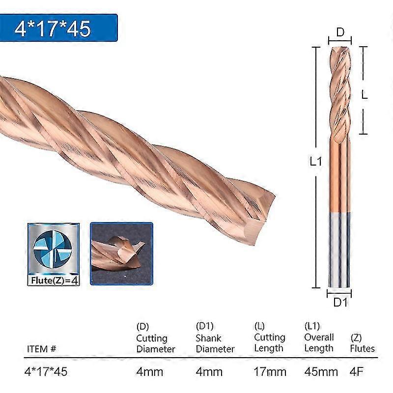 Carbide End Mill 4mm 6mm Shank 4 Flute Milling Cutter Ticn Coated Cnc Router Bit Flat Milling Tool
