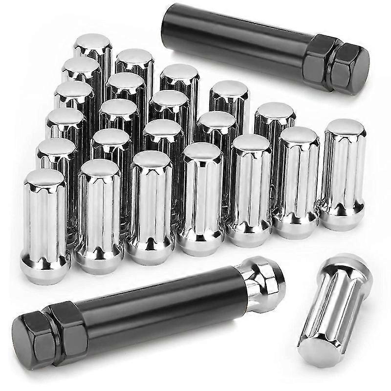 M14X1.5 Radmuttern, 24 Stück 14mmx1.5 7 Spline Drive Ahll Acorn Cone Radmuttern 2 Zoll lang schwarz Boris