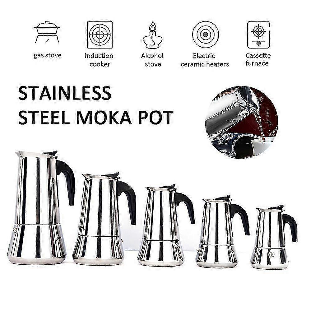 New Coffee Maker Italian Moka Stove Percolator Stainless Pot Latte Top Espresso