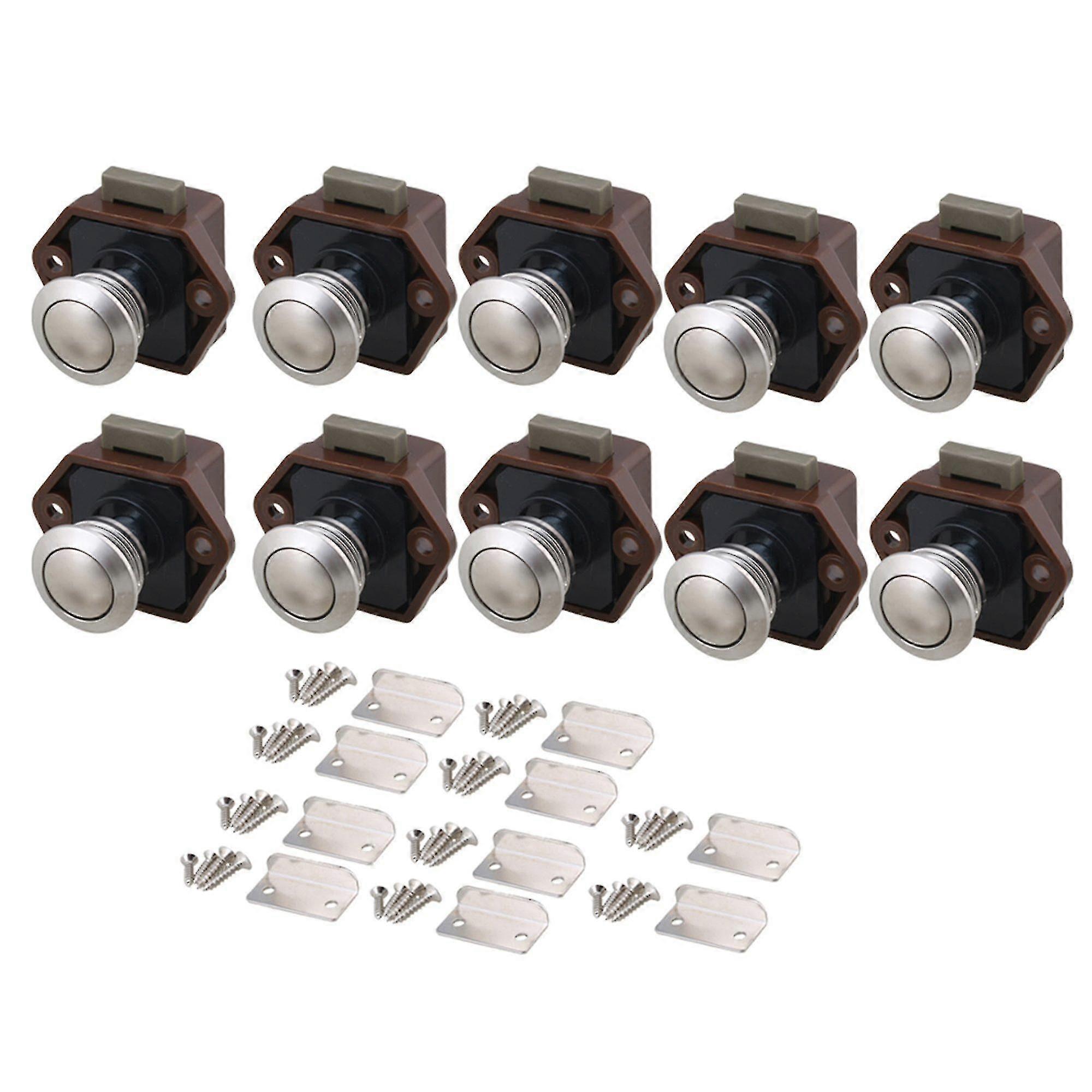 10pcs Brown Push Button Cabinet Latch For Rv Caravan Cupboard Doors