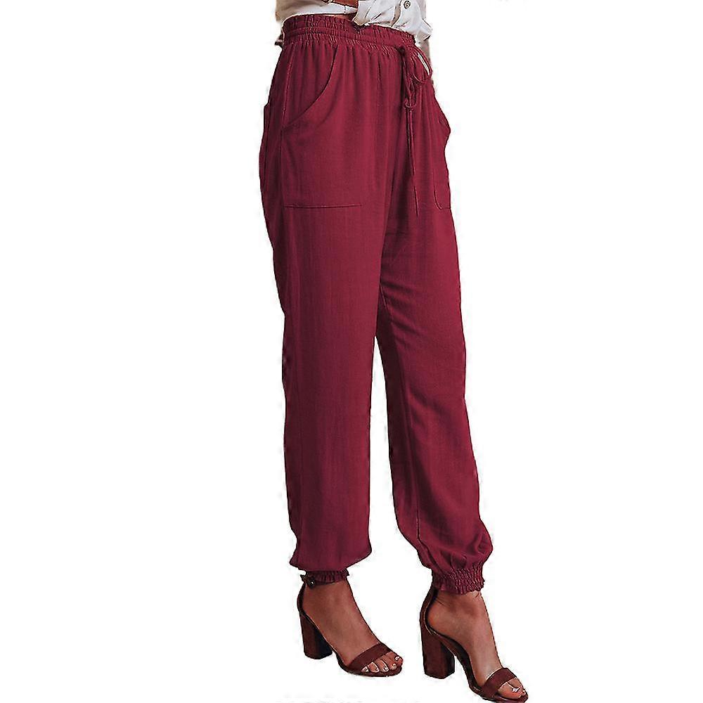 Women'S Solid Color Drawstring Pencil Casual Pants Trousers Summer