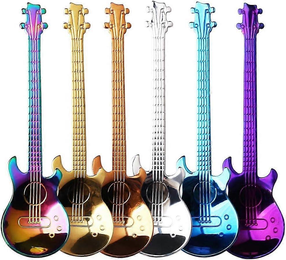 Cucchiaini da caffè per chitarra, 6 pezzi in acciaio inossidabile Regali musicali per il caffè Set di cucchiaini da tè carini