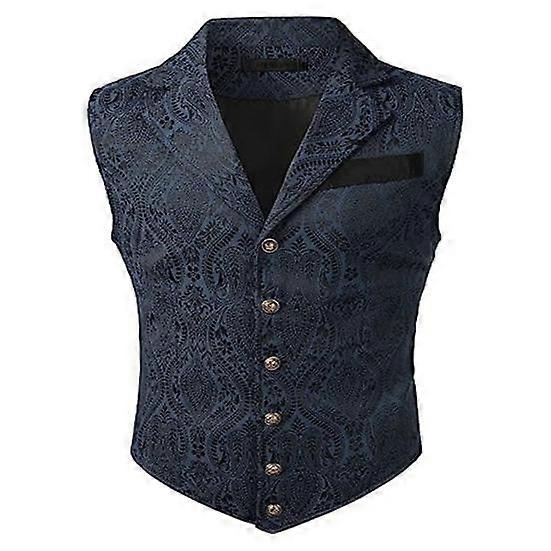 Men Vest Formal Business Style Retro Slim Fit Solid Color Turn-down Collar Single-breasted Sleeveless