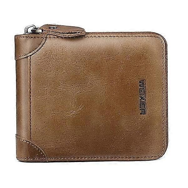 male leather wallet large capacity wallets(khaki)