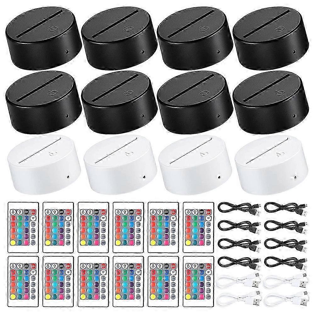 12 Pack 3D Night LED Light Lamp Base 16 Colors LED Light Display Base with Remote Control for Acryl