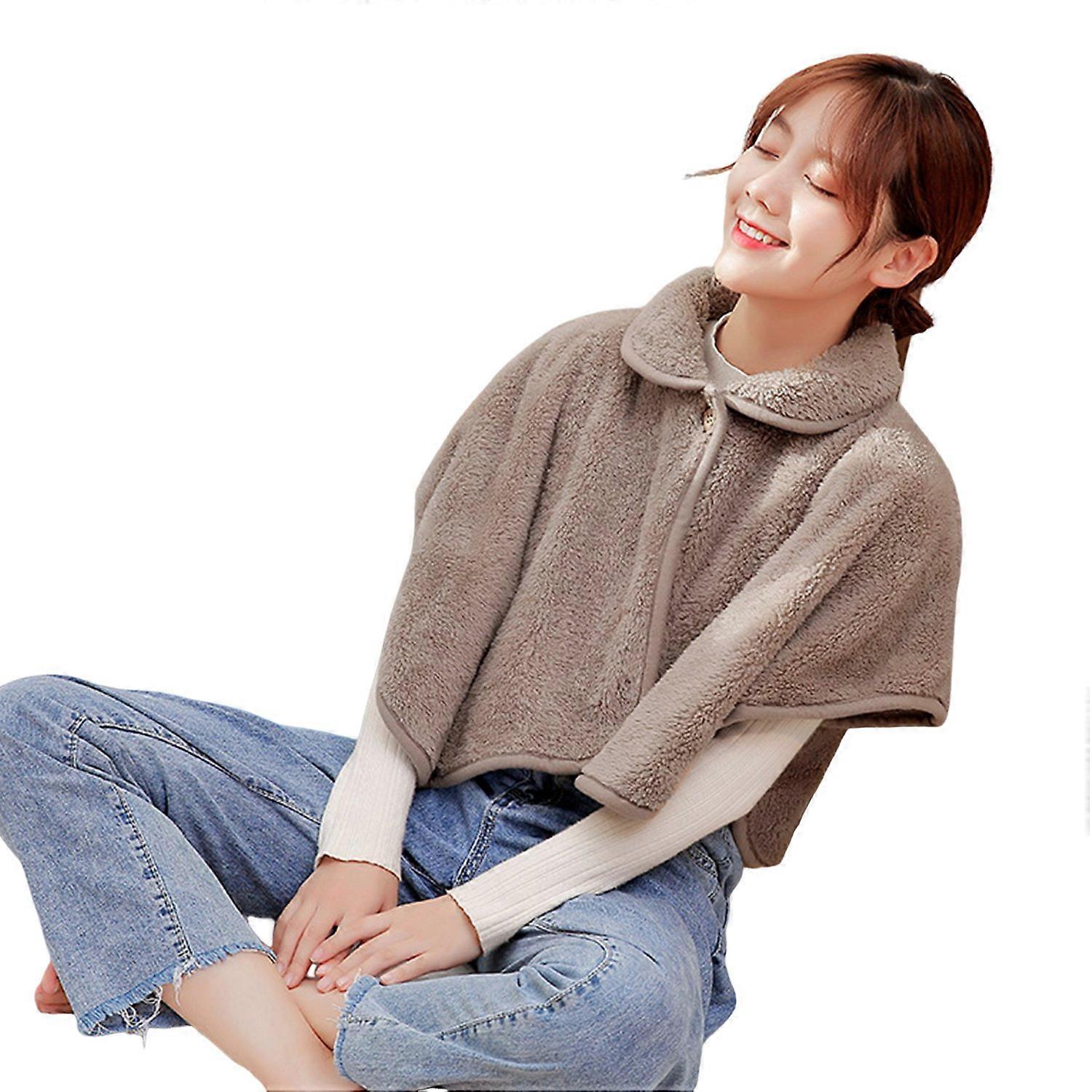 Winter Short Shawl Buttoned Lapel Collar Imitation Lamb Wool Solid Color Windproof Warmth Oversized