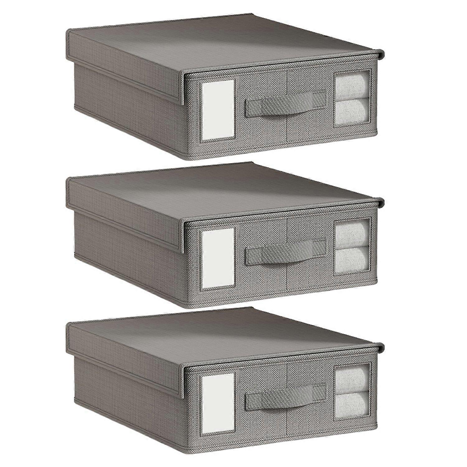 2/3 Pcs Bed Sheet Storage Box with Visible Window And Handle Large Capacity Zipper Sheet Organizer