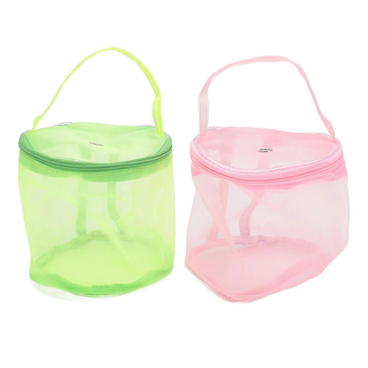 2Pcs Empty Yarn Storage Bag Foldable Round Mesh Yarn Balls Organizer Knitting Bag for Crochet Hooks