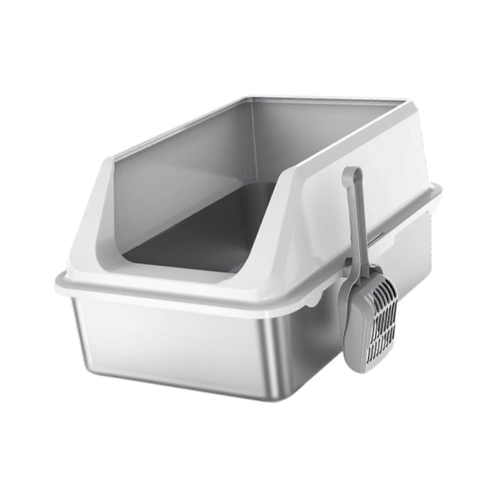 Cat Litter Box Portable Cat Litter Container High Side High Sided Litter Pan white
