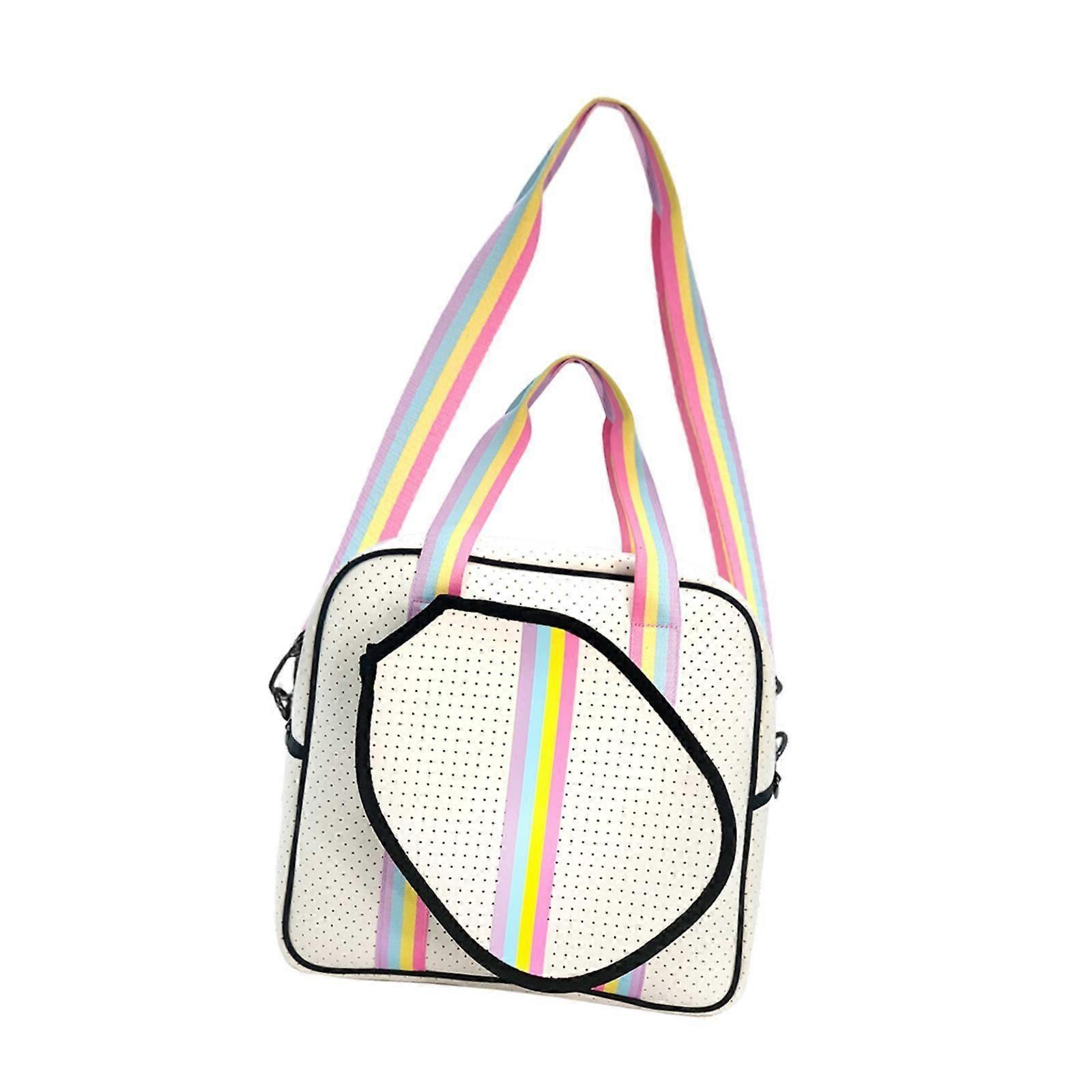 Tennistas met verstelbare riem Racket draagtas Draagbare badmintontas wit en kleurrijk