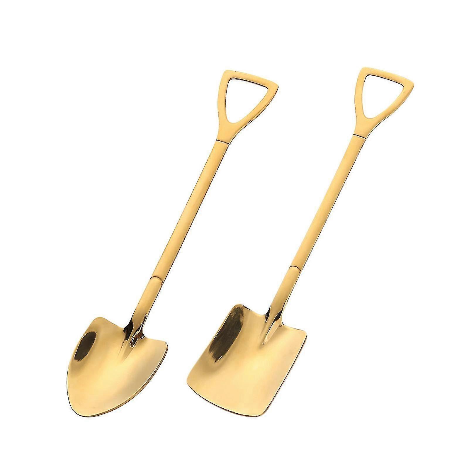 2 stk rustfritt stål lang håndtak skje retro spade skje dessert kaffeskje