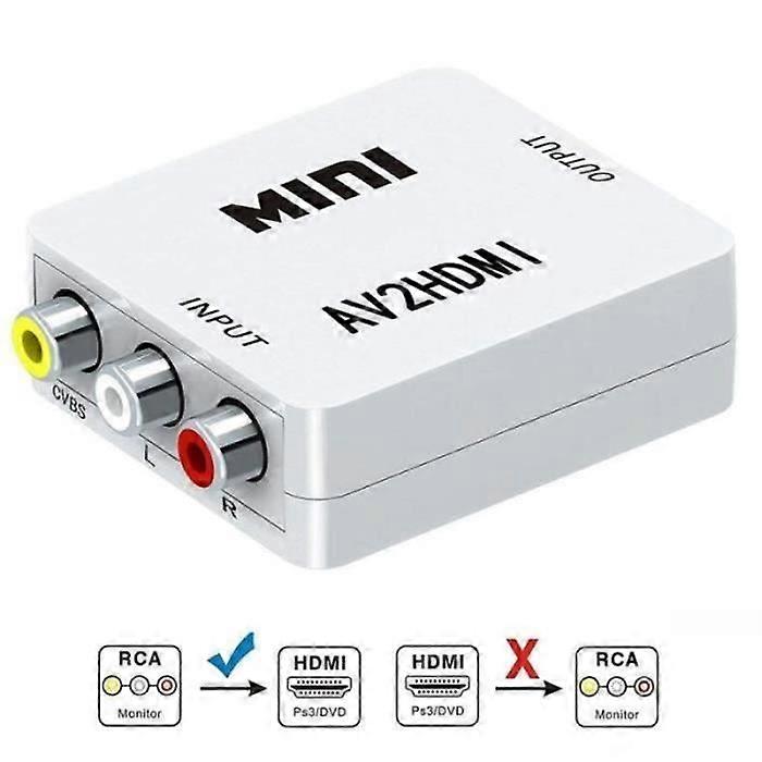 white AV-RCA CVBS Video Converter to 1080P MINI AV2HDMI Adapter for Project Box CVBS Converter