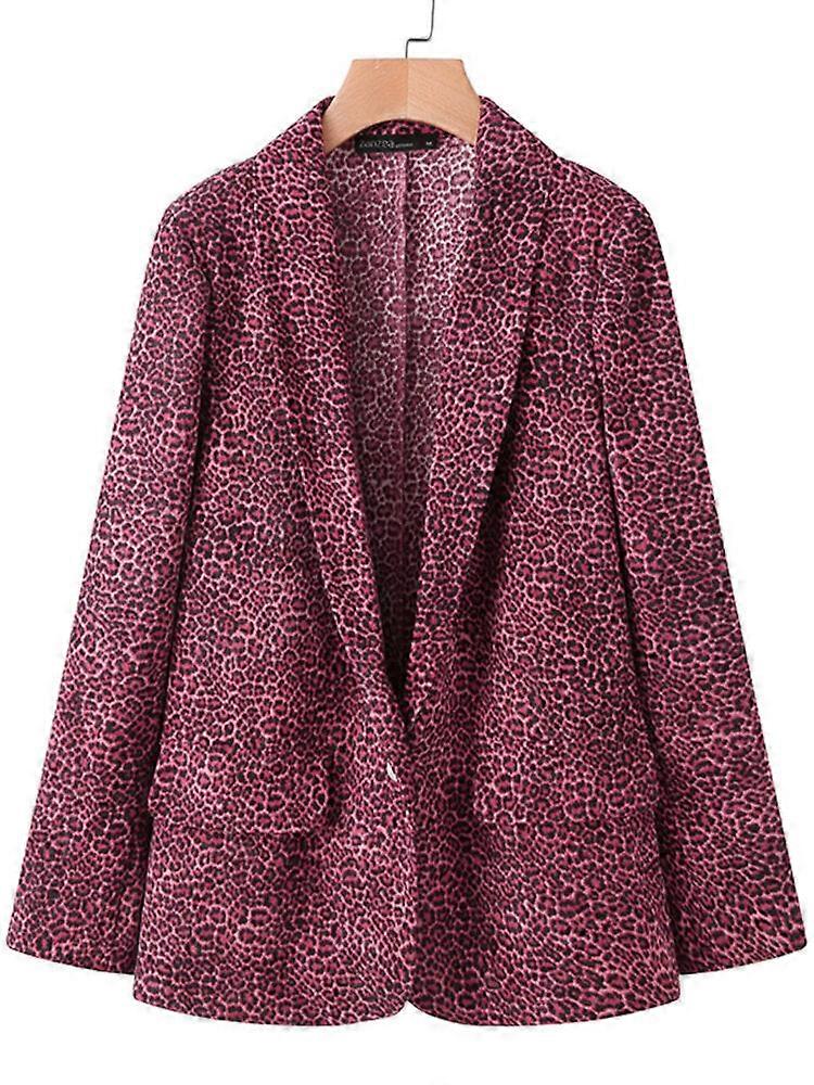 Leopard Printed Corduroy European Button Cuffs Suit For Women