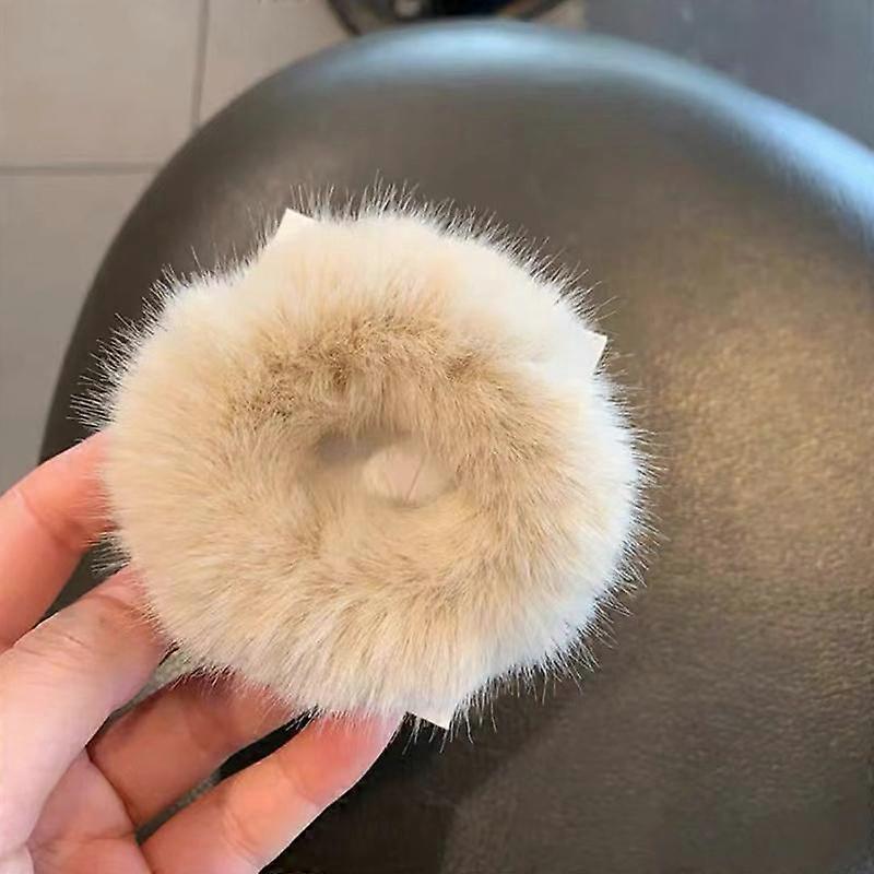 Girls Elastic Plush Hair Ring Elastic Faux Rabbit Fur Scrunchies Mink fur Ponytail Holder Hair Rope