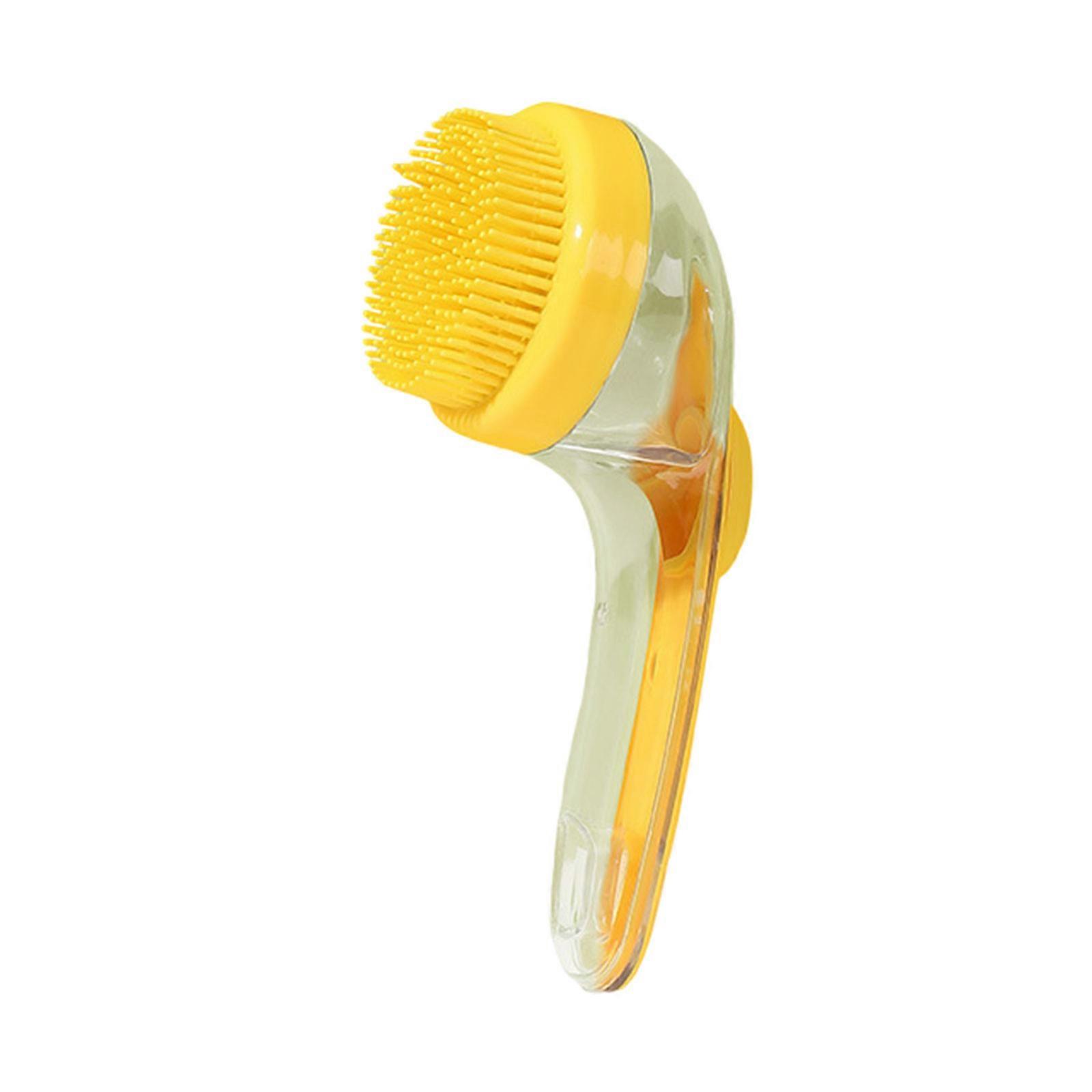 Practical Pet Shampoo Dispenser Bathing Brush for Easily Dogs and Cats Bathing Experience with Relaxing Massages Yellow