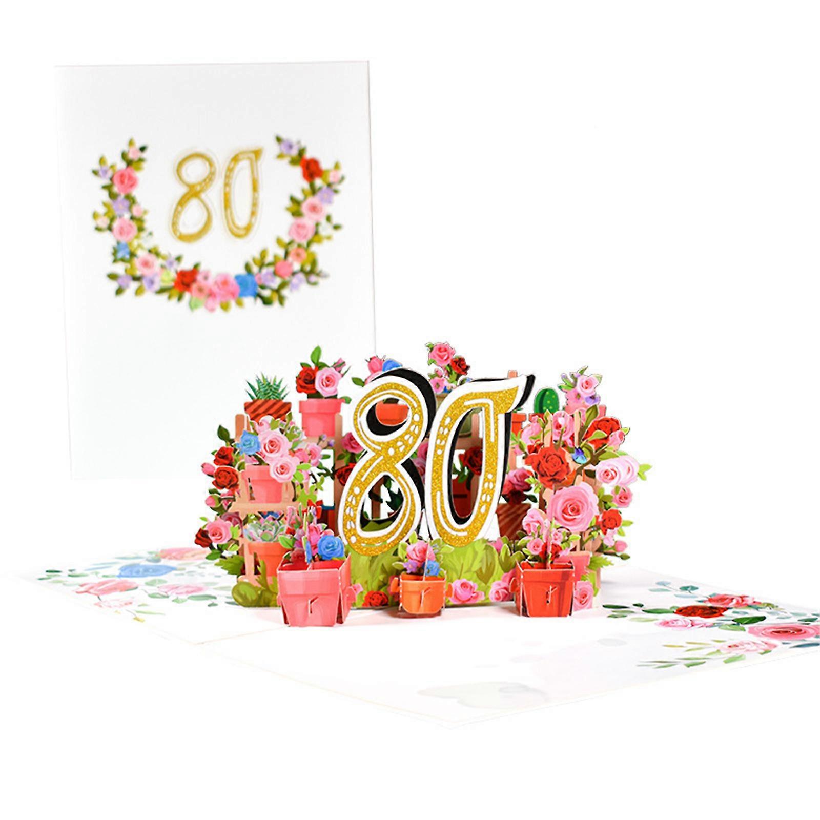 3D Flower Anniversary Card Set with Envelope Kit Blessing Message Card for Office Working Anniversary Memorial Cards