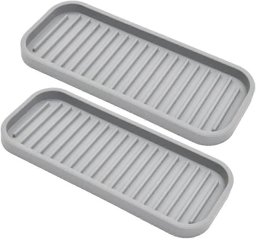 2-pack silicone sponge holders for kitchen sinks, light gray.