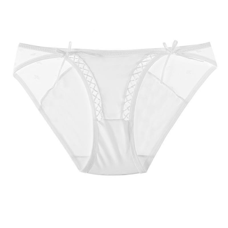 Women's Lace Mesh Low-Rise Briefs with Bow