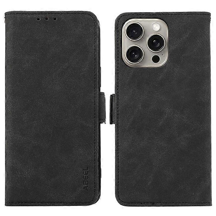 ABEEL Compatible For iPhone 16 Pro Case PU Leather Folio Stand View RFID Blocking Phone Cover