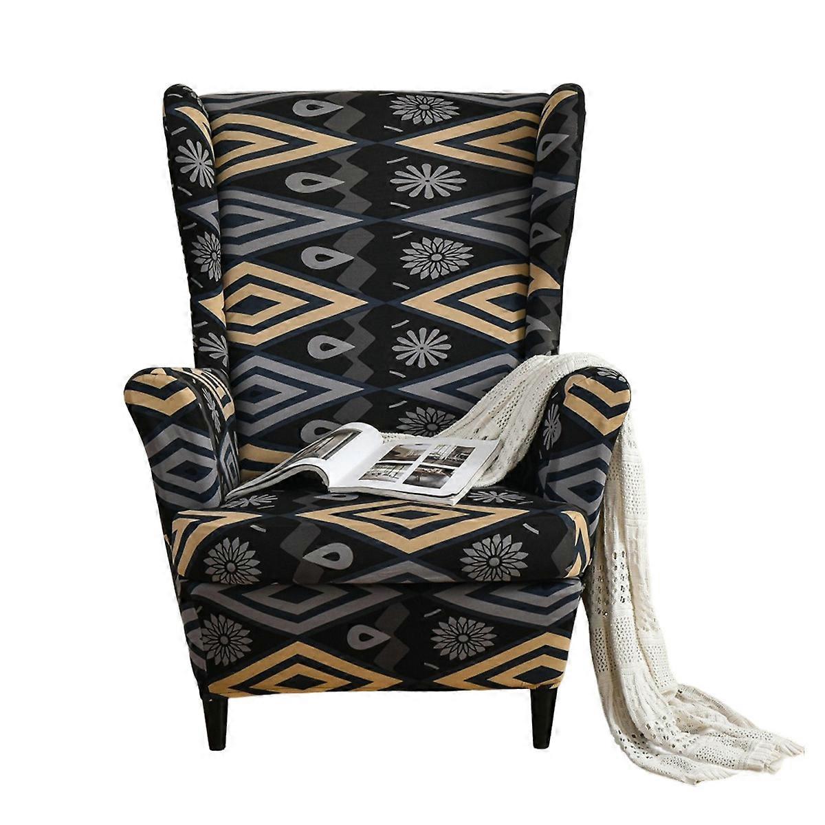 Leaf Print Stretch Wingback Sofa Slipcover