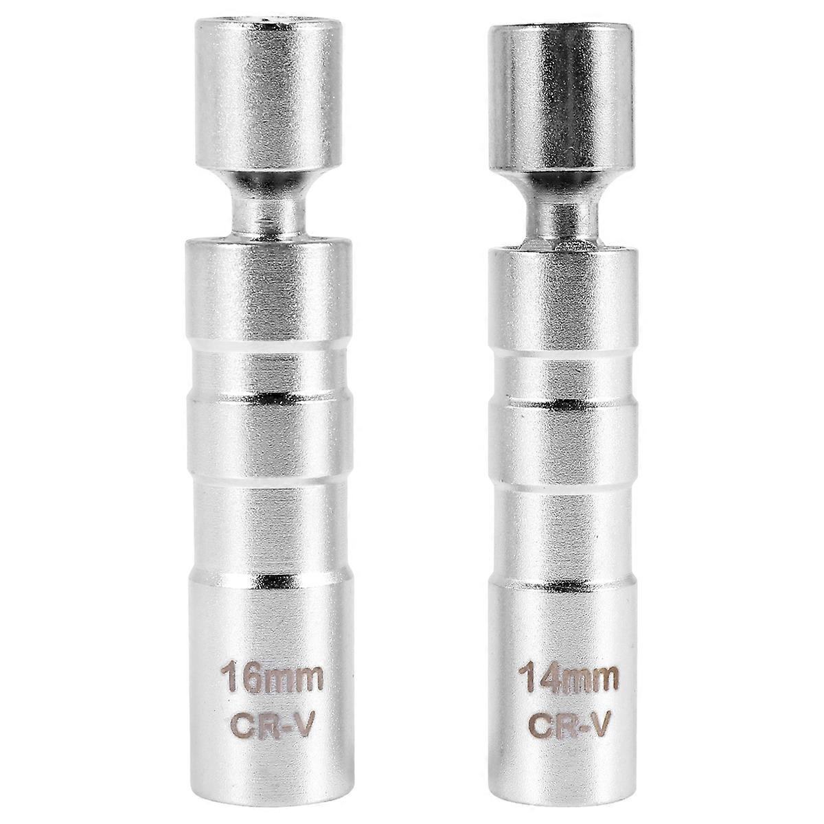 14MM & 16MM Thin Wall Magnetic Swivel Spark Plug Socket - 3/8-Inch Drive 12-Point Spark Plug Socket Removal Tool - Swivel Extension Permits Access to