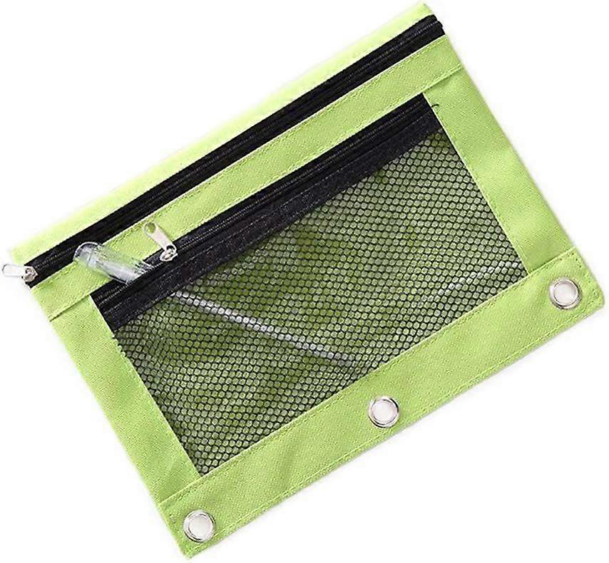 B5 Double Zipper 2 Pocket Transparent Mesh Pencil Case Pouch