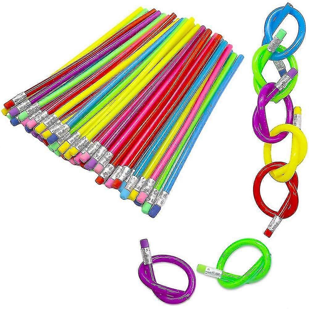 48 Pcs 7 Inch Flexible Soft Pencil,soft Cool Pencil With Erasers,soft Pencil For Children Or Studen