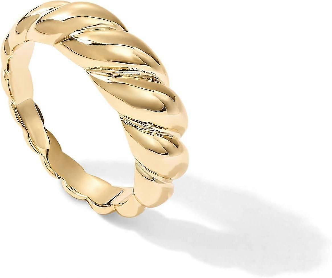 unbrand Or 10 rose : Bague en forme de dôme croissant plaqué or 14 carats | Bague tressée torsadée e