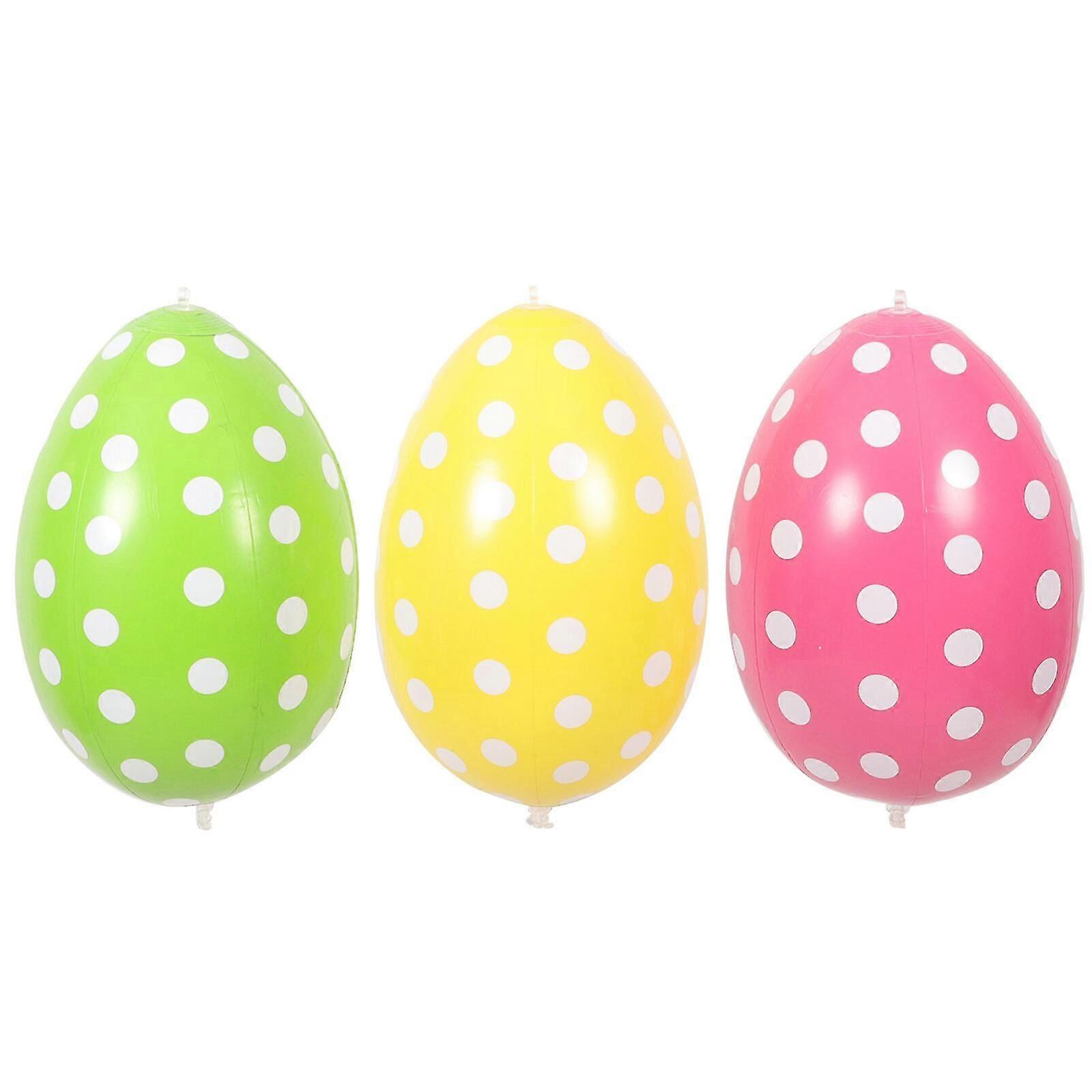 3Pcs Easter Balloons Inflatable Easter Egg Balls Adorable Easter Balloons Easter Party Ornaments