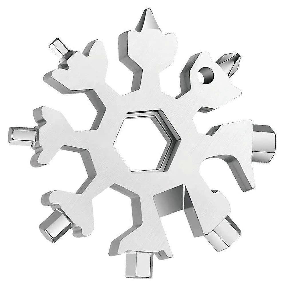 5 st 18-i-1 Snowflake multiverktyg bärbart, rostfritt stål flasköppnare/platt Phillips skruvmejselsats/skiftnyckel