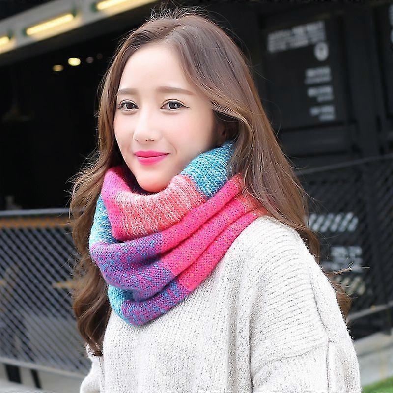 Femmes Coloré Cou Écharpe Hiver Tricoté Boucle Infini Écharpe Chaud Wrap Col Type 2