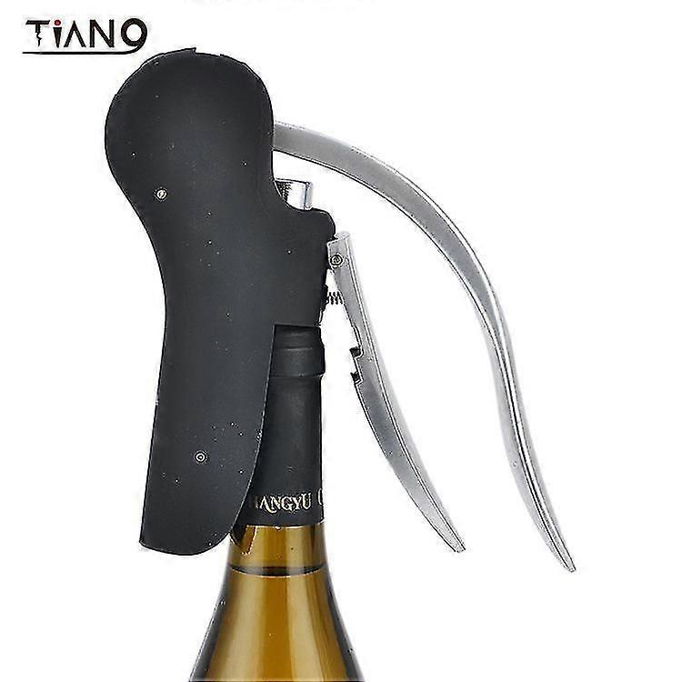 Wine Opener - Black Vertical Lever Corkscrew With Foil Cutter