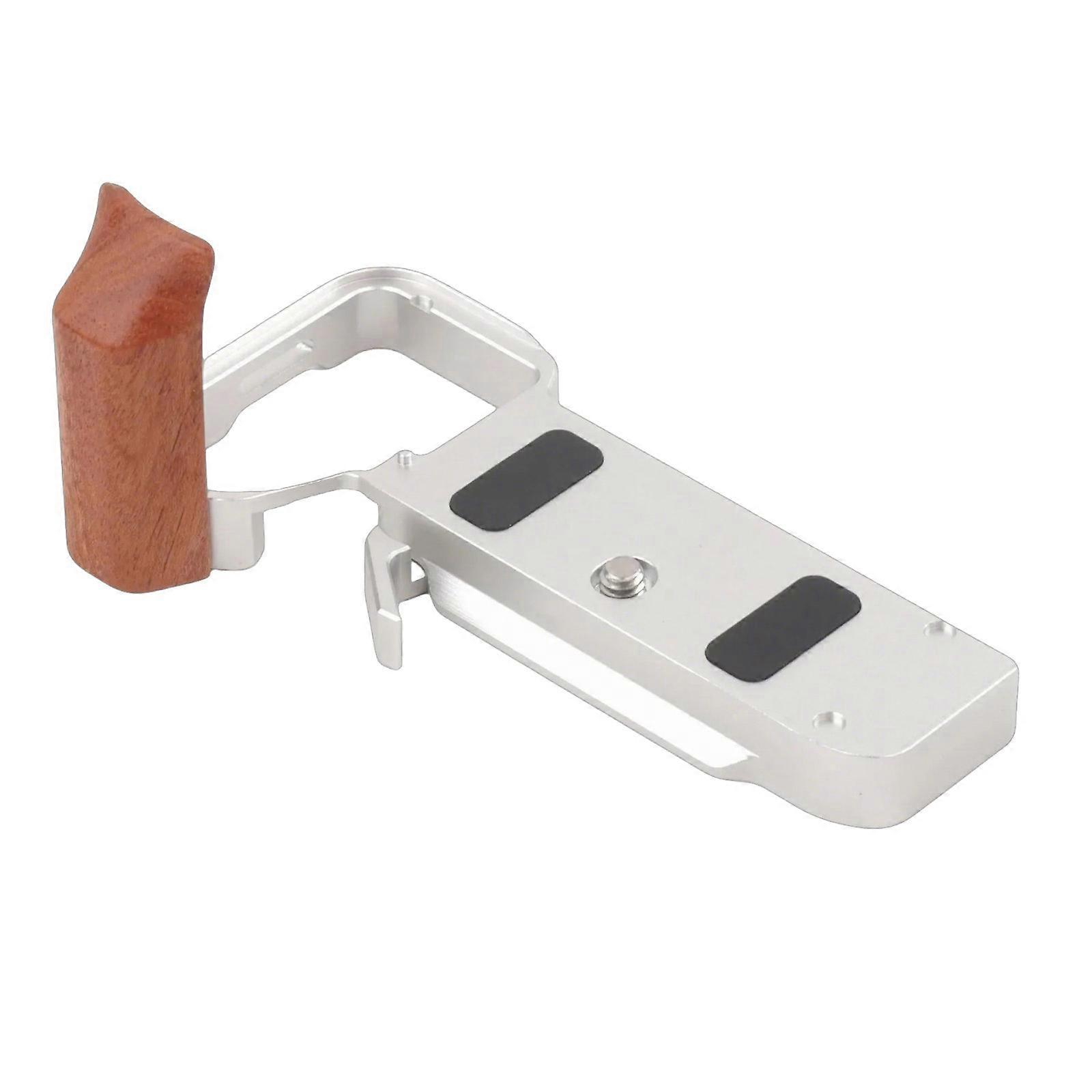 L Shape Grip with Wood Handle Bracket Quick Release Plate Installed Stabilizer Accessories Handgrip for A7C2/A7CR Silver